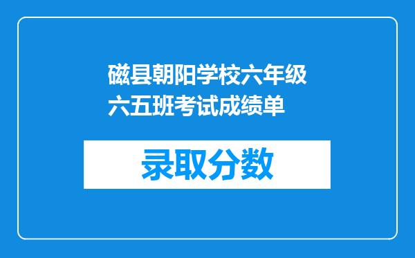 磁县朝阳学校六年级六五班考试成绩单