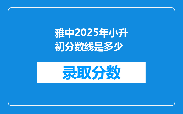 雅中2025年小升初分数线是多少