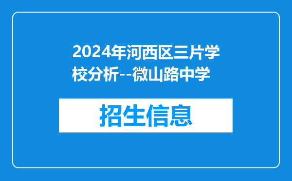 2024年河西区三片学校分析--微山路中学