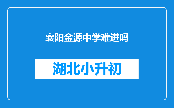 襄阳金源中学难进吗