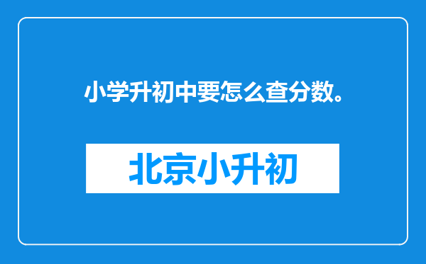 小学升初中要怎么查分数。