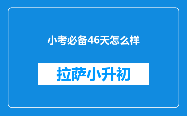 小考必备46天怎么样