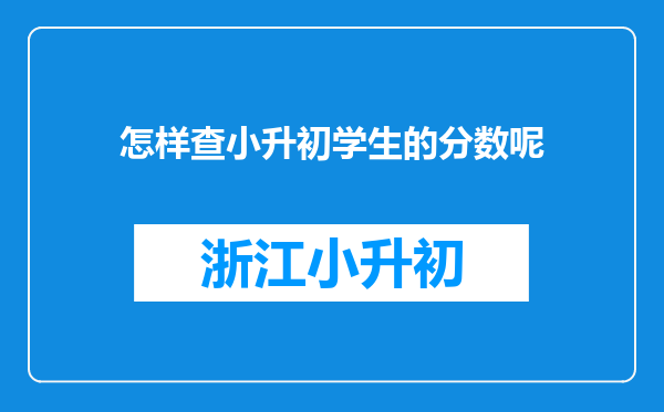 怎样查小升初学生的分数呢