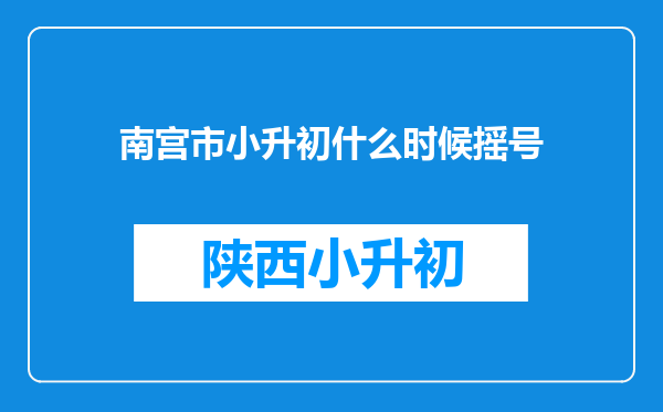 南宫市小升初什么时候摇号