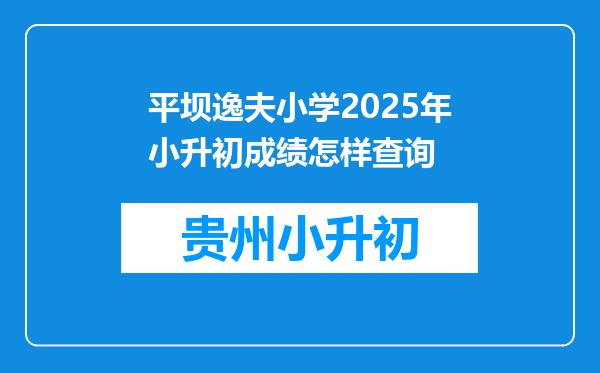 平坝逸夫小学2025年小升初成绩怎样查询