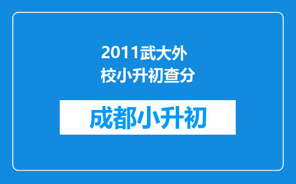 2011武大外校小升初查分