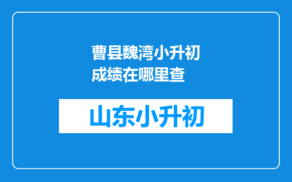 曹县魏湾小升初成绩在哪里查