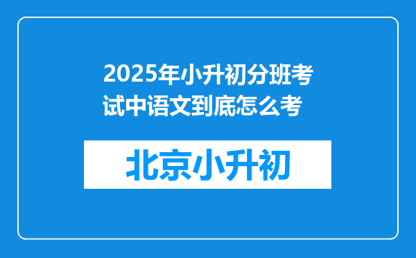 2025年小升初分班考试中语文到底怎么考