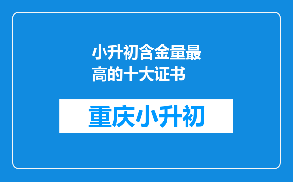 小升初含金量最高的十大证书