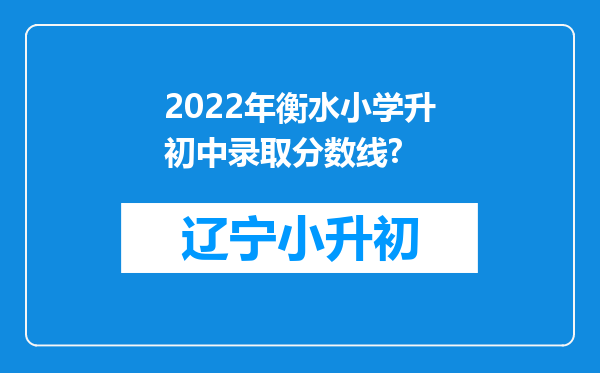 2022年衡水小学升初中录取分数线?