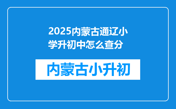 2025内蒙古通辽小学升初中怎么查分