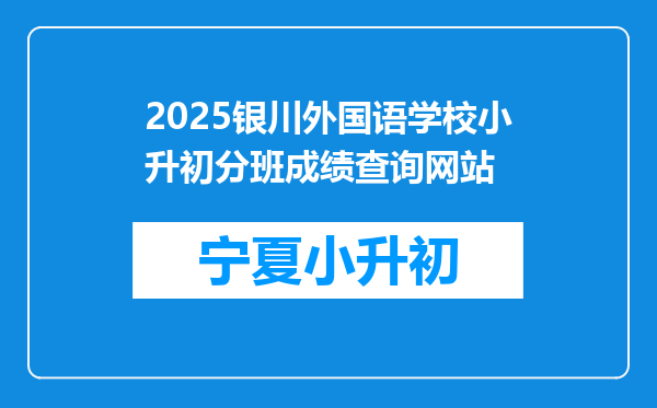 2025银川外国语学校小升初分班成绩查询网站