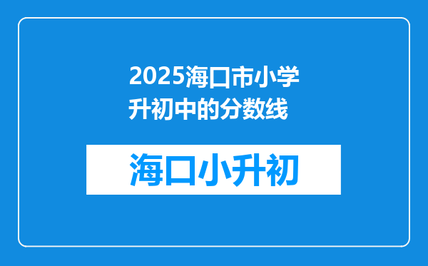 2025海口市小学升初中的分数线