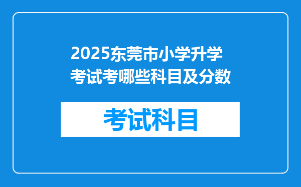 2025东莞市小学升学考试考哪些科目及分数