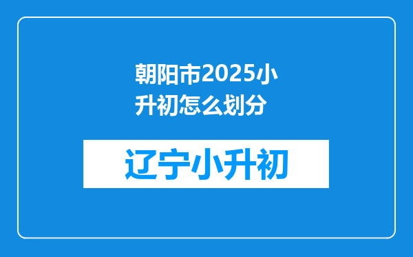 朝阳市2025小升初怎么划分