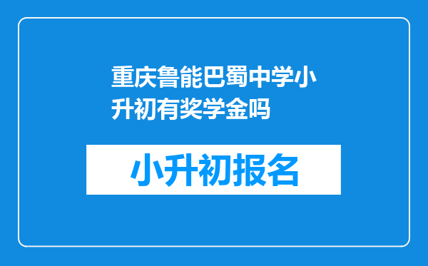 重庆鲁能巴蜀中学小升初有奖学金吗