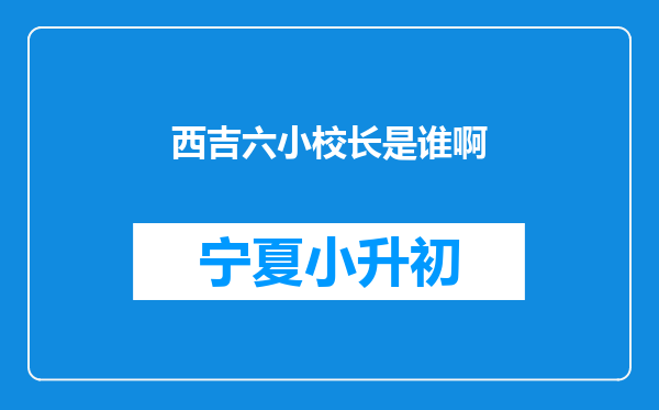 西吉六小校长是谁啊