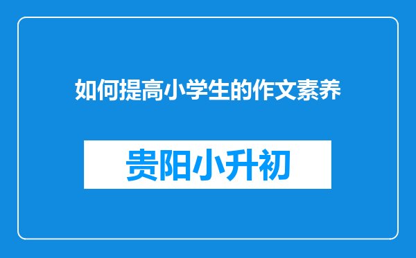 如何提高小学生的作文素养