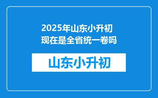 2025年山东小升初现在是全省统一卷吗