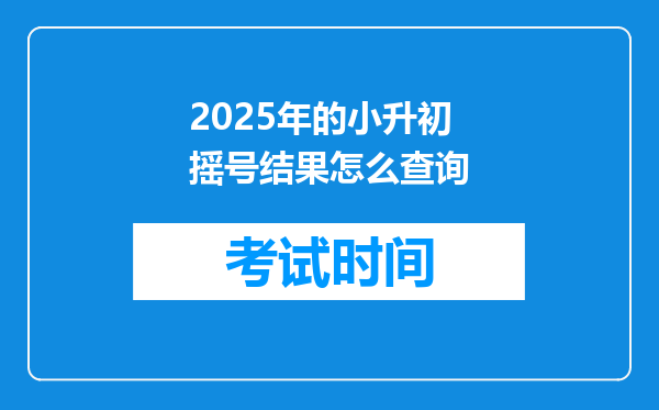 2025年的小升初摇号结果怎么查询