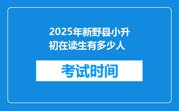 2025年新野县小升初在读生有多少人