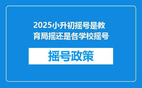 2025小升初摇号是教育局摇还是各学校摇号