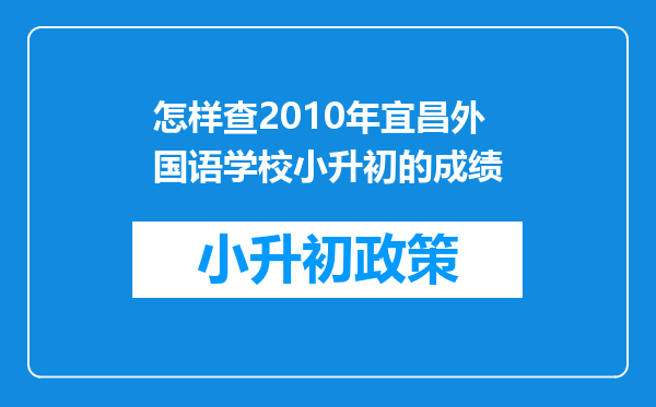 怎样查2010年宜昌外国语学校小升初的成绩