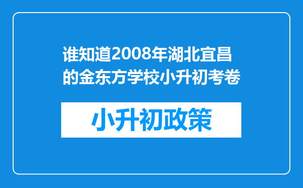 谁知道2008年湖北宜昌的金东方学校小升初考卷