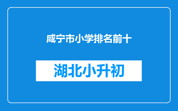 咸宁市小学排名前十