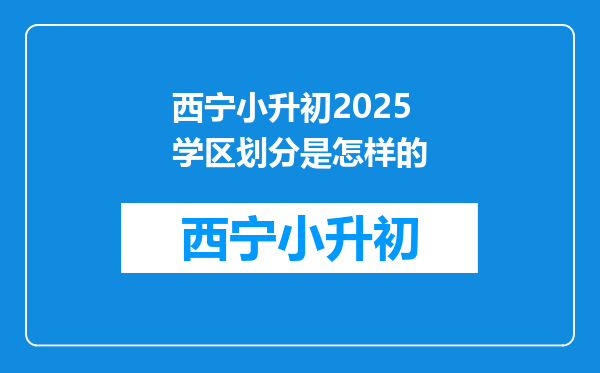 西宁小升初2025学区划分是怎样的