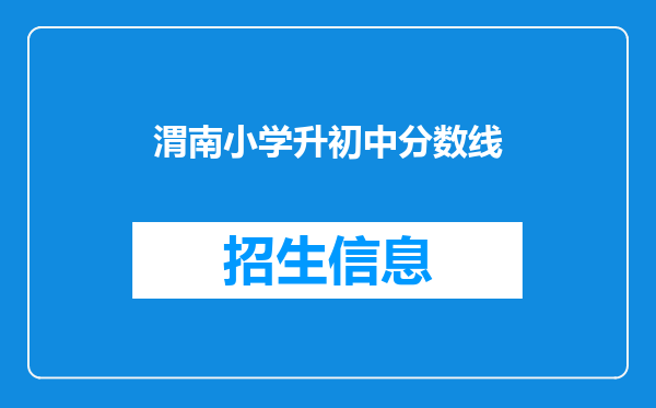 渭南小学升初中分数线