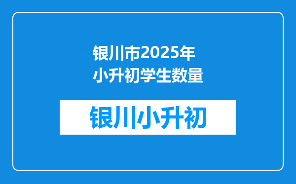 银川市2025年小升初学生数量