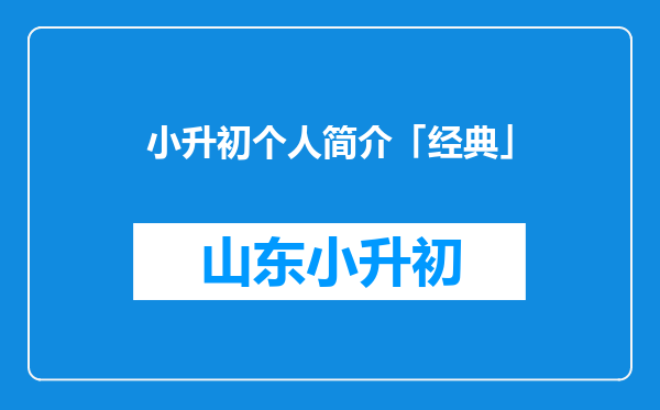 小升初个人简介「经典」