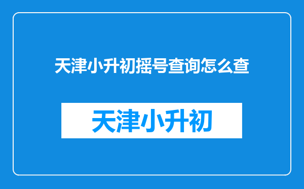 天津小升初摇号查询怎么查