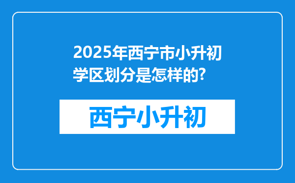 2025年西宁市小升初学区划分是怎样的?