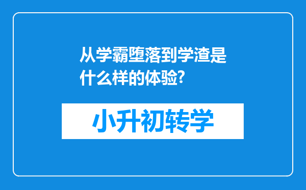 从学霸堕落到学渣是什么样的体验?