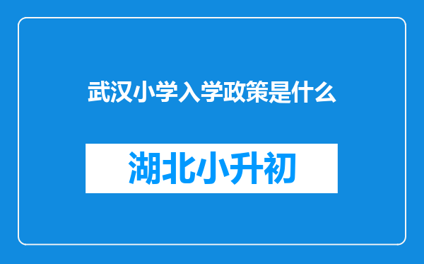 武汉小学入学政策是什么