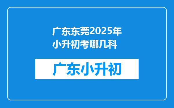 广东东莞2025年小升初考哪几科