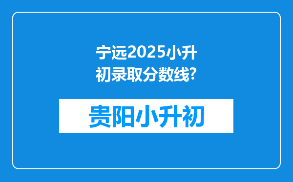 宁远2025小升初录取分数线?