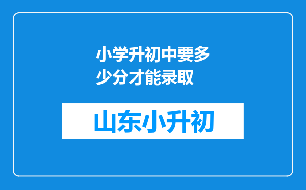 小学升初中要多少分才能录取