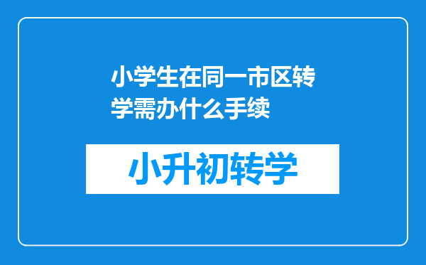 小学生在同一市区转学需办什么手续