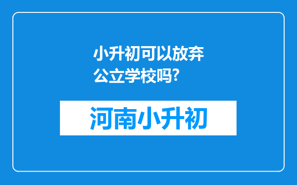 小升初可以放弃公立学校吗?