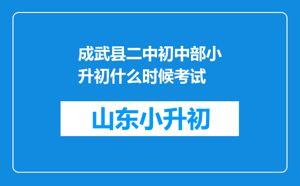 成武县二中初中部小升初什么时候考试