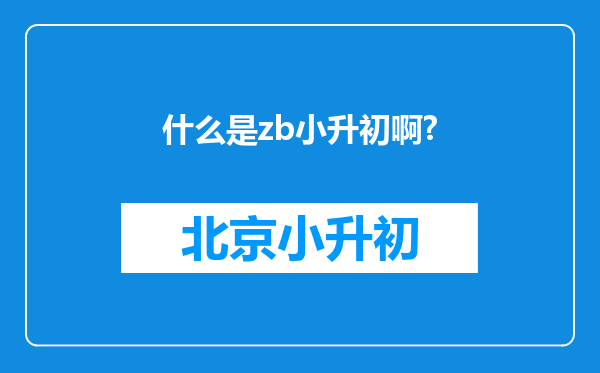 什么是zb小升初啊?