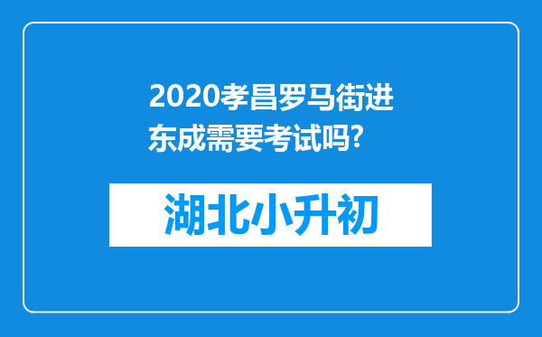 2020孝昌罗马街进东成需要考试吗?