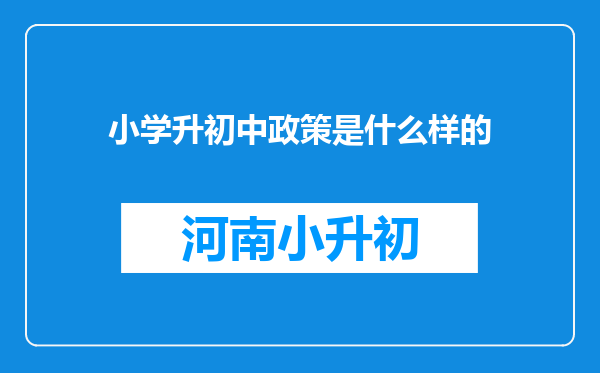 小学升初中政策是什么样的