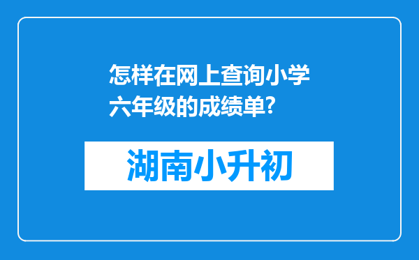 怎样在网上查询小学六年级的成绩单?