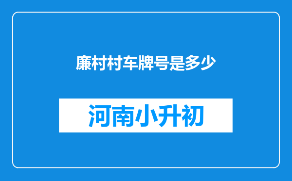 廉村村车牌号是多少