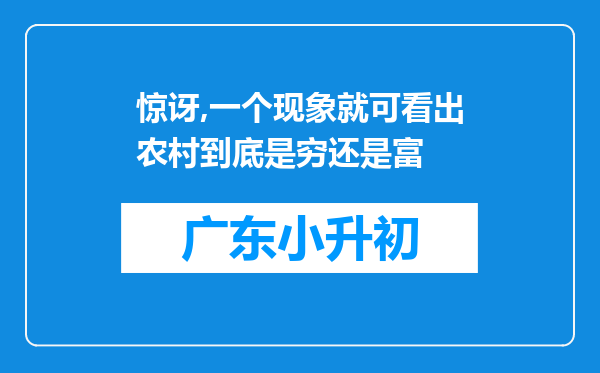 惊讶,一个现象就可看出农村到底是穷还是富