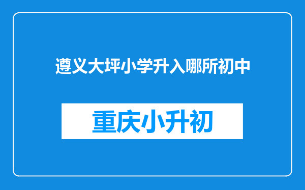 遵义大坪小学升入哪所初中